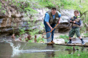 Big Cedar Lodge
Father and son fishing for lunker trout in
Dogwood Canyon
