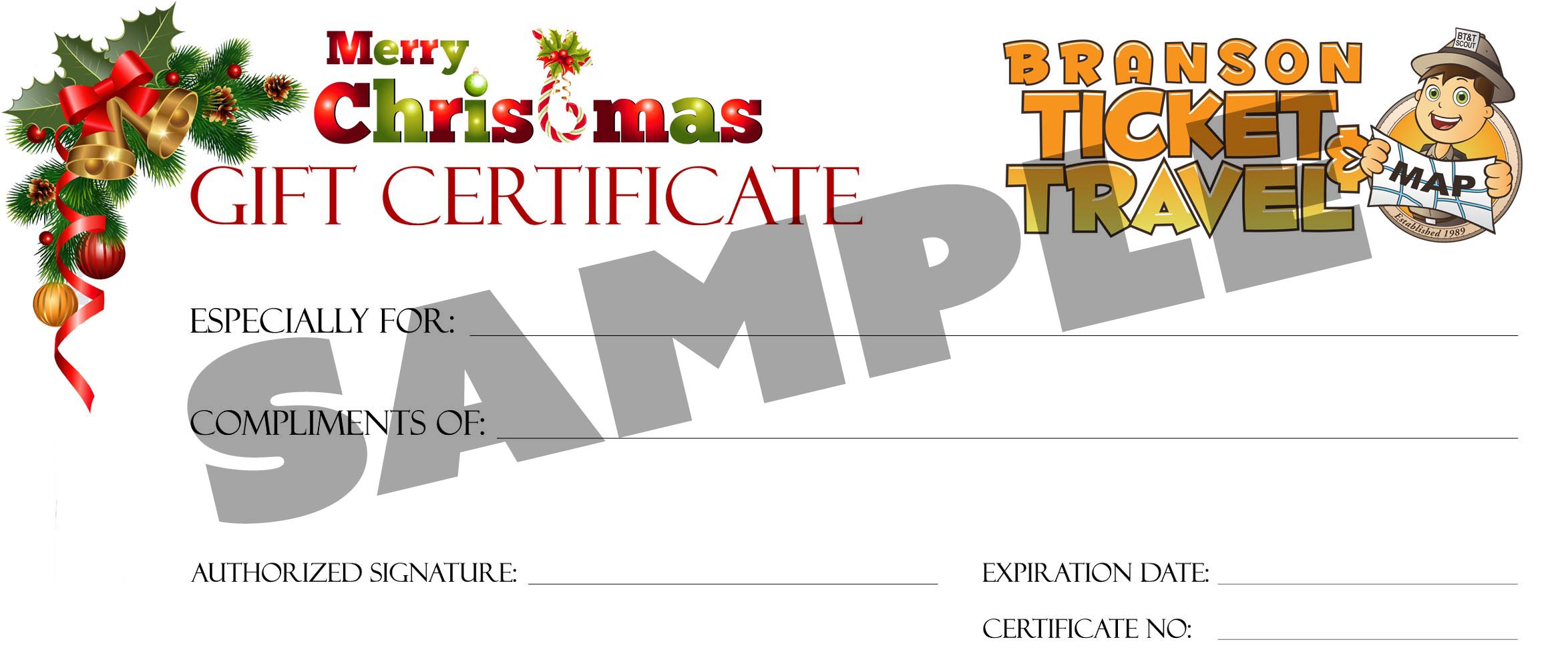 Christmas Gift Certificates to Branson